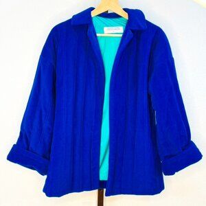 VTG Vanity Fair Collectibles Quilted Bed Jacket Royal Blue w/Teal Lining SZ 8